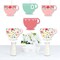 Big Dot of Happiness Floral Let's Par-Tea - Tea Cup Decorations DIY Garden Tea Party Essentials - Set of 20